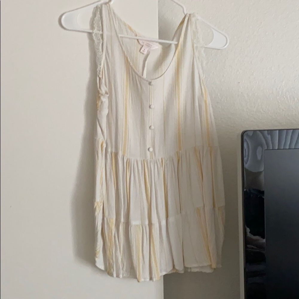 Yellow and white stripe blouse